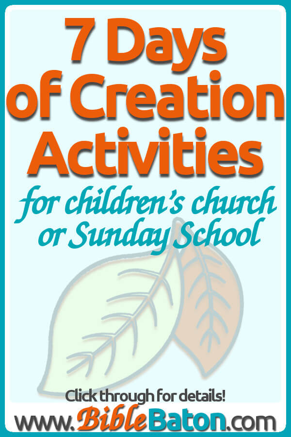7 days of creation activities for children's church or Sunday School